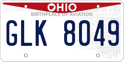 OH license plate GLK8049