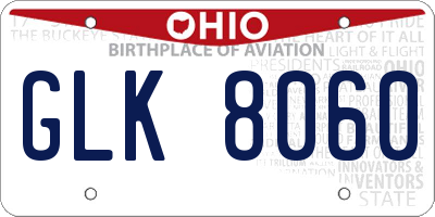 OH license plate GLK8060