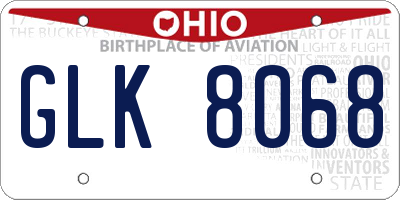 OH license plate GLK8068