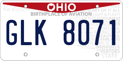 OH license plate GLK8071