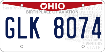 OH license plate GLK8074