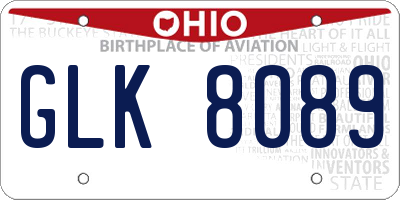 OH license plate GLK8089