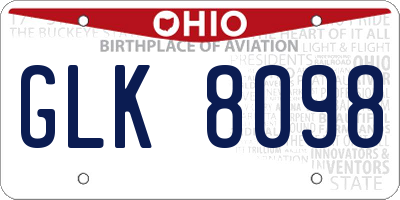 OH license plate GLK8098