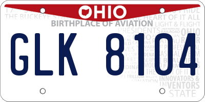 OH license plate GLK8104