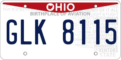OH license plate GLK8115