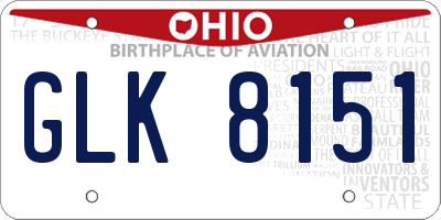 OH license plate GLK8151