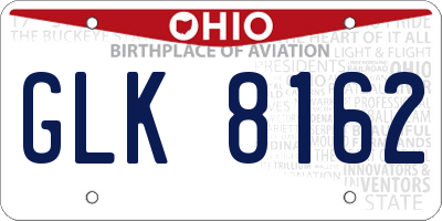 OH license plate GLK8162