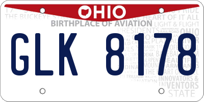 OH license plate GLK8178
