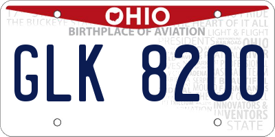 OH license plate GLK8200