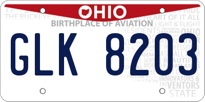 OH license plate GLK8203