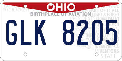OH license plate GLK8205