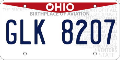 OH license plate GLK8207