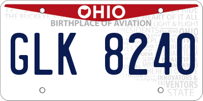 OH license plate GLK8240