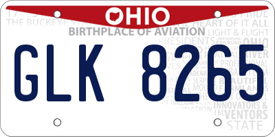 OH license plate GLK8265