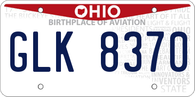 OH license plate GLK8370