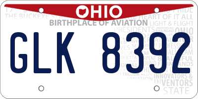 OH license plate GLK8392