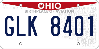 OH license plate GLK8401