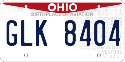 OH license plate GLK8404