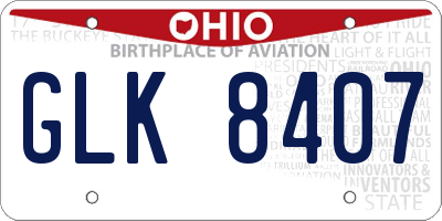 OH license plate GLK8407