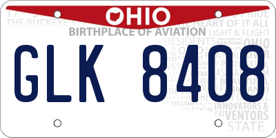 OH license plate GLK8408