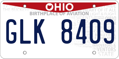 OH license plate GLK8409