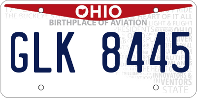 OH license plate GLK8445