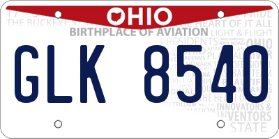OH license plate GLK8540