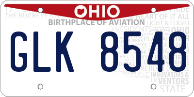 OH license plate GLK8548