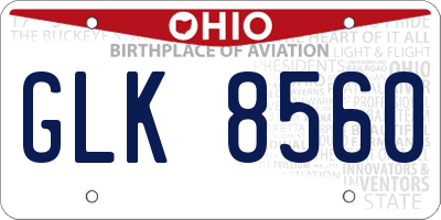 OH license plate GLK8560