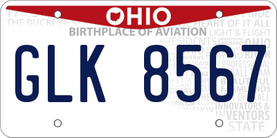 OH license plate GLK8567