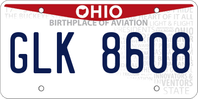OH license plate GLK8608