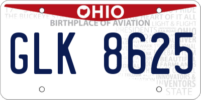 OH license plate GLK8625