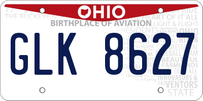 OH license plate GLK8627