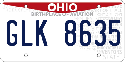 OH license plate GLK8635