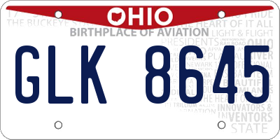 OH license plate GLK8645