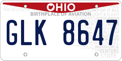 OH license plate GLK8647