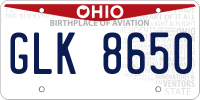 OH license plate GLK8650
