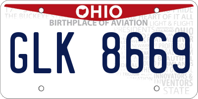 OH license plate GLK8669