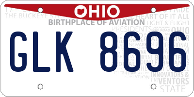 OH license plate GLK8696