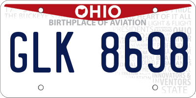OH license plate GLK8698