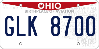 OH license plate GLK8700