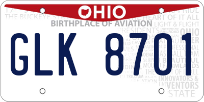 OH license plate GLK8701