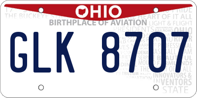 OH license plate GLK8707
