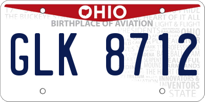 OH license plate GLK8712