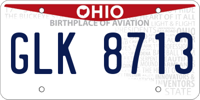 OH license plate GLK8713