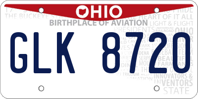 OH license plate GLK8720