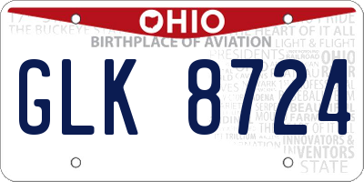 OH license plate GLK8724