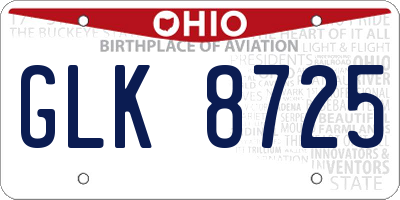 OH license plate GLK8725
