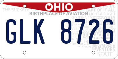 OH license plate GLK8726
