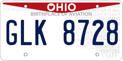 OH license plate GLK8728